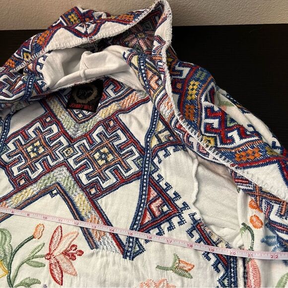 Johnny Was Biya Embroidered Hooded Cardigan White Floral Large Women’s - Picture 14 of 15